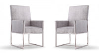 Element Modern Velvet Metal Dining Chair in Gray - Set of 2