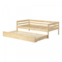 Sweedi Solid Wood Daybed With Trundle Bed - Natural Wood 