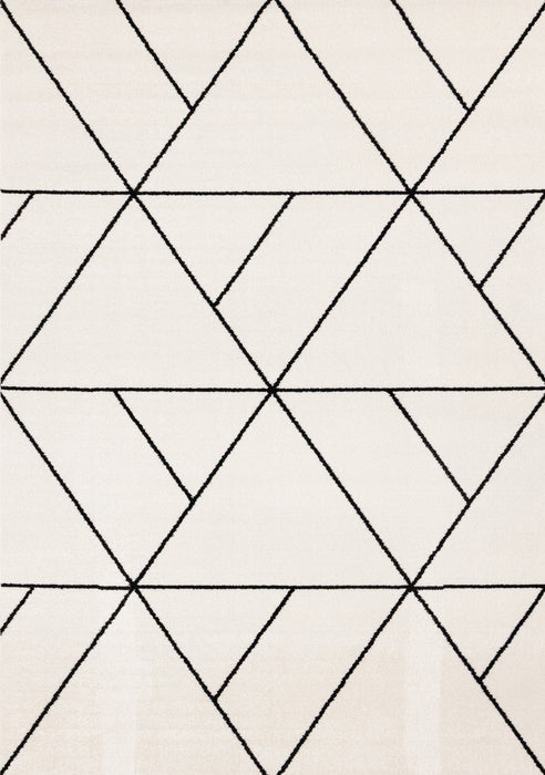 Covington White Black Modern Geometric Trellis Design Rug, 7'10\" x 10'6\" Indoor Area Rug