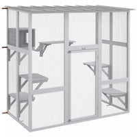 Pawhut Catio Outdoor Cat Enclosure, Wooden Outdoor Cat House Window Box With Weatherproof Roof, Brid