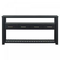 Ava 62.2'' Large Entryway Table with Drawers and Open Shelves,Black Sofa Table  
