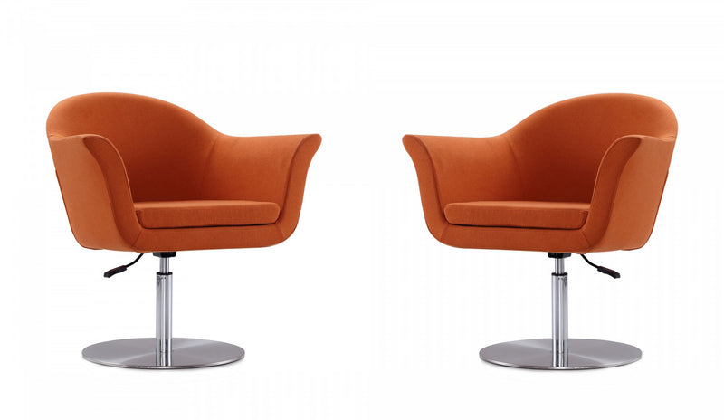 Voyager Modern Woven Blend Swivel Lounge Chair in Orange - Set of 2