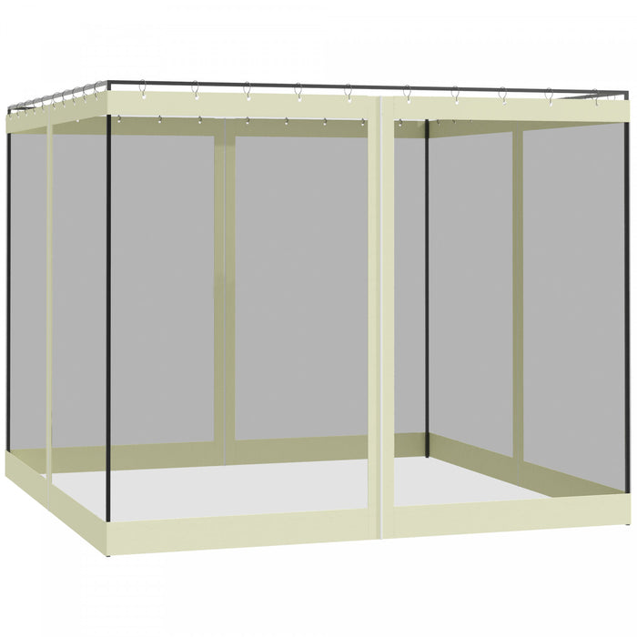 Outsunny Gazebo Mosquito Netting Replacement, 4-panel Canopy Screen Walls With Zipper For 10' X 10' Gazebo, (sidewall Only), Beige