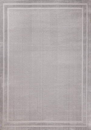 Ellie High-Low Textured Soft Polyester Grey Border Area Rug - 5'3