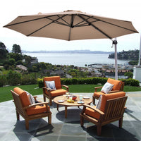 Costway 11' Patio Cantilever Offset Umbrella 360 degrees Rotation Aluminum Tilt Tan
