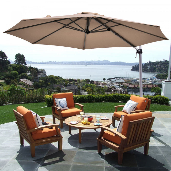 Costway 11' Patio Cantilever Offset Umbrella 360 degrees Rotation Aluminum Tilt Tan