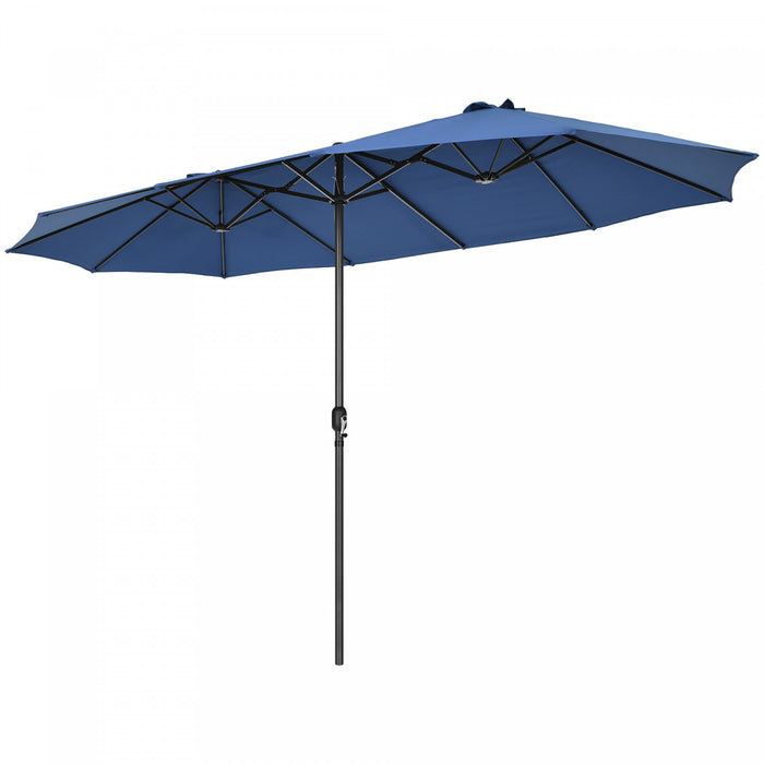 Costway 15FT Patio Double-Sided Umbrella Crank Outdoor Garden Market Sun Shade Navy