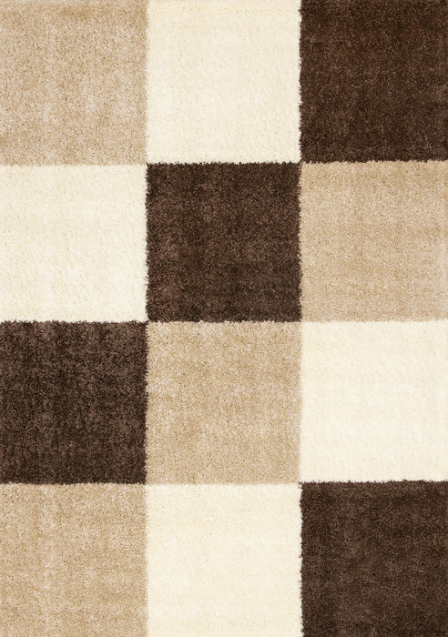 Fairmont Brown Beige White Checkered Rug, 5'3\" x 7'7\" Indoor Area Rug