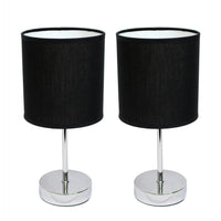 Simple Designs Chrome Mini Basic 2-Piece Table Lamp Set - Black