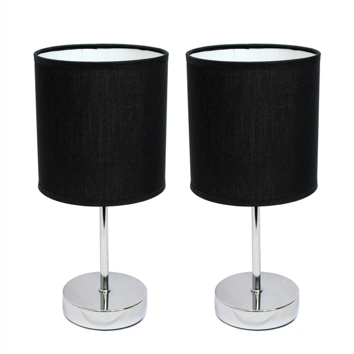 Simple Designs Chrome Mini Basic 2-Piece Table Lamp Set - Black