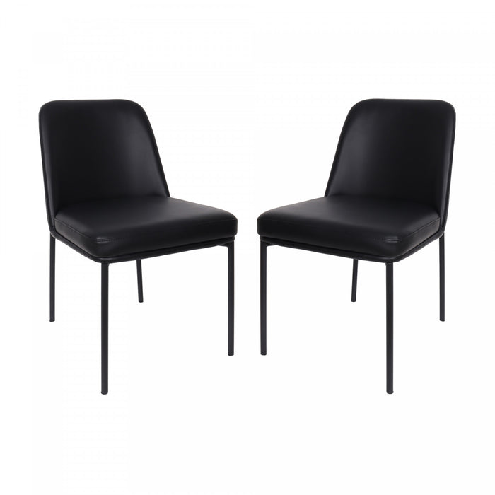 Loft Contemporary Vegan Leather Metal Side Chair in Black - Set of 2