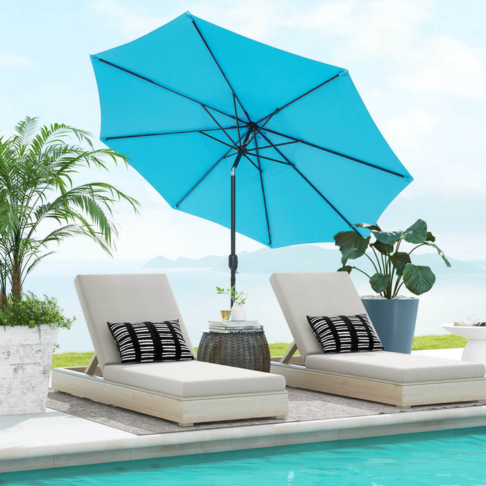 Costway 10Ft Outdoor Market Patio Table Umbrella Push Button Tilt Crank Lift Blue