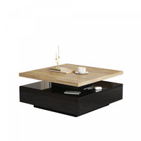 Liam Rotating Coffee Table with 360° Swivel Top,Black 