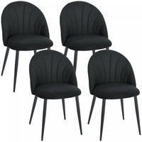 HOMCOM Dining Chairs Set of 4 Kitchen Chairs with Metal Legs Black