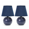 Simple Designs Mini Ceramic Globe 2-Piece Table Lamp Set - Blue