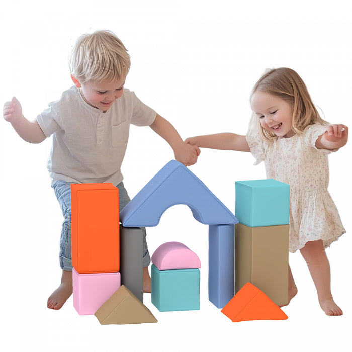 Qaba Soft Play Equipment For Kids, 11-piece Foam Blocks For Toddlers, Modular Kids Play Toys For Indoor Development And Colour Education, Light Colour