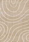 Fairmont Taupe Cream Curved Lines Rug, 6'7\" x 9'6\" Indoor Area Rug