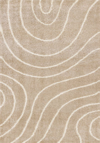 Fairmont Taupe Cream Curved Lines Rug, 6'7