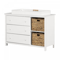 Cotton Candy Changing Table With Removable Rim, Drawers, And Open Storage - Pure White