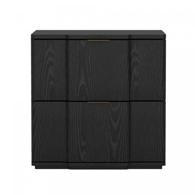 Clive Mid-Century Modern 22" Nightstand in Black and Gold (2-Drawer) | Table de nuit Clive style milieu du siecle moderne 56 cm en noir et or (2 tiroirs)