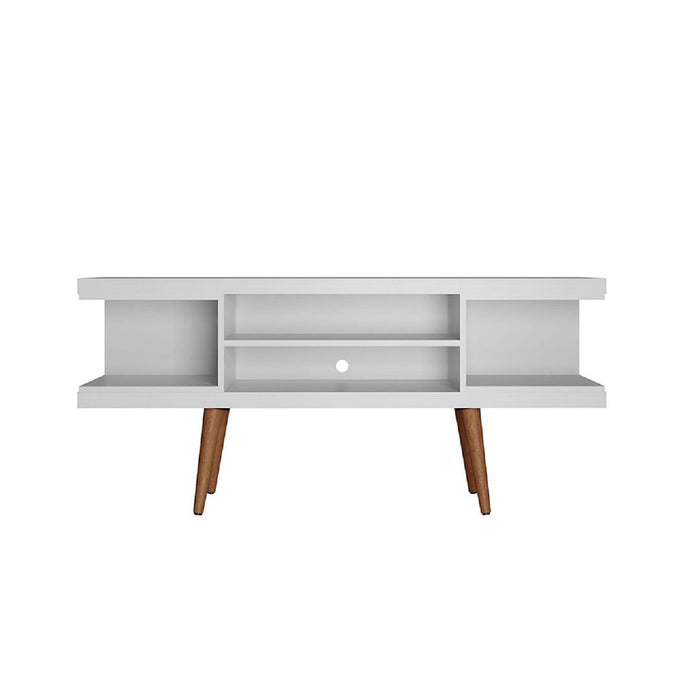 Manhattan Comfort Utopia 53.14\" TV Stand with Splayed Wooden Legs & 4 Shelves - White