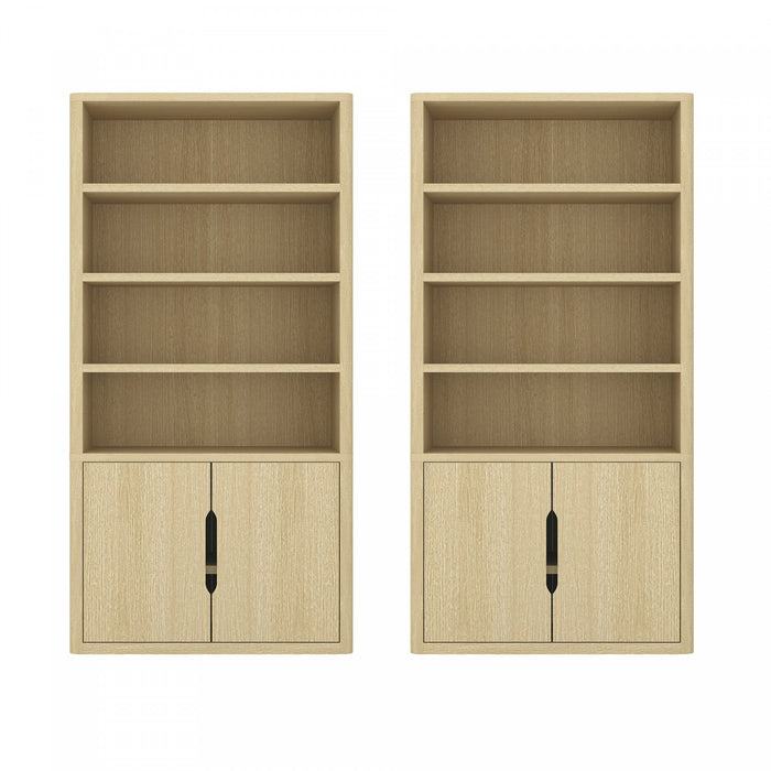 Rivington Modern 40\" Bookcase Cabinet in Natural Oak - Set of 2