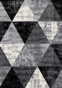 Covington Black White Grey Distressed Geometric Triangle Rug, 6'7