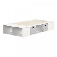 Flexible Storage Platform Bed With Baskets - Pure White 