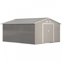 Outsunny 11' X 13' Garden Storage Shed With Double Sliding Door And 4 Ventilation Slots, Garden Tool