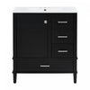 Oliver Solid Wood Bathroom Vanity with Sink Combo and Smart Storage, Black
