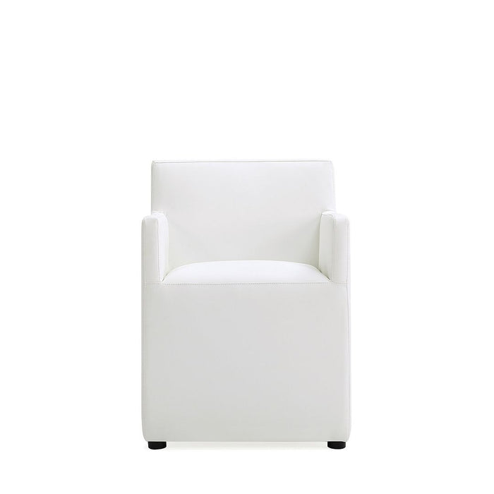 Manhattan Comfort Anna Modern Square Faux Leather Armless Dining Chair - Cream