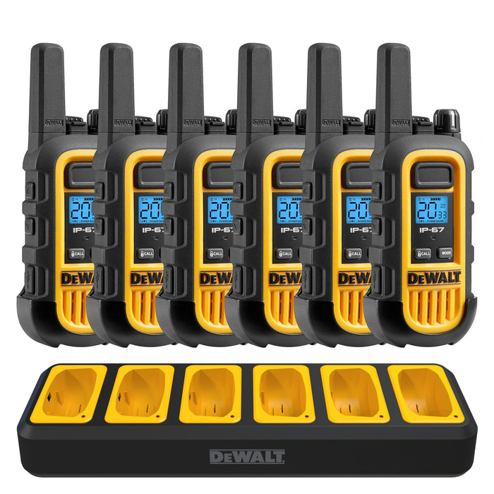 6 Dewalt Dxfrs300 Walkie Talkies - 1 Watt, Heavy Duty, 22 Channel Long Range Two Way Radios