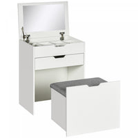 HOMCOM Vanity Set, Makeup Vanity Desk with Flip Top Mirror, White