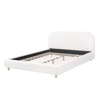 Mia Upholstered Bed with Loop-Pile Fabric,King Size - Light Beige 