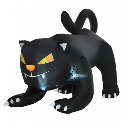 Homcom 4ft Black Cat Inflatable Halloween Decoration|Homcom Chat Noir Gonflable D'halloween