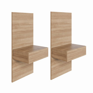 Nordika Milano Floating Nightstand Extension Panel Set Of 2 - Brown Oak