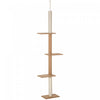 Pawhut 100\" Floor To Ceiling Cat Tree W/ 3 Perches Activity Center For Kittens Cat Tower Furniture, Brown