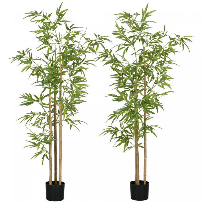 HOMCOM 2 Piece 6ft Artificial Tree Bamboo for Indoor Home Decor