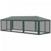 Outsunny 10' X 28' Party Tent Outdoor Canopy Garden Sun Shade With 8 Mosquito Mesh Netting And Zipper Door, Green