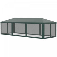 Outsunny 10' X 28' Party Tent Outdoor Canopy Garden Sun Shade With 8 Mosquito Mesh Netting And Zippe