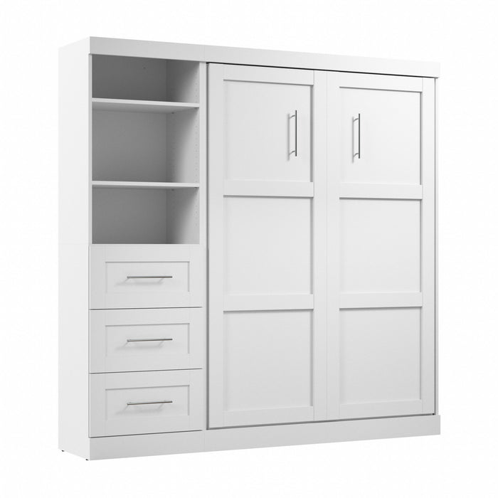 Bestar Pur Full Murphy Unit with Drawers 84-Inch Wall Bed - White