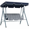 Outsunny 3-seat Patio Swing Chair With Adjustable Canopy Blue And White