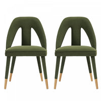Neda Modern Upholstered Velvet Dining Chair in Olive Green - Set of 2