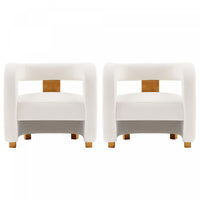 Amirah Modern Velvet Lounge Chair in White - Set of 2 