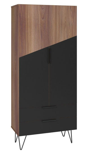 Manhattan Comfort Beekman 6-Shelf Accent Cabinet - Brown & Black