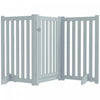 Pawhut Foldable Dog Gate With Door, 3 Panels Freestanding Pet Gate With Support Feet Indoor Playpen For Medium Dogs And Below, Grey