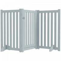 Pawhut Foldable Dog Gate With Door, 3 Panels Freestanding Pet Gate With Support Feet Indoor Playpen