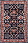 Aqua Black Star Washable Non-slip Low Pile Area Rug 5'x7'