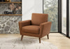 Upholstered Accent Chair, 34" Wide, Cognac Leather-Look, Walnut Wood Legs, Mid-Century Accent Chair | Chaise D'Appoint Rembourre, 34"L, Apparence Cuir Cognac, Pieds En Bois De Noyer