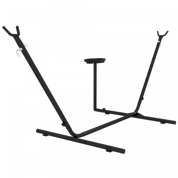 Outsunny 10' Hammock Stand with Side Tray, Hammock Chair Stand Only, Black